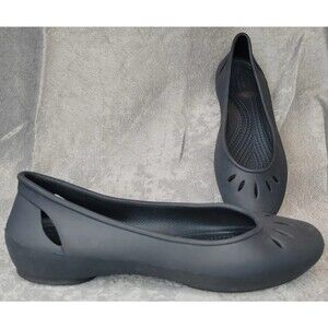 Crocs Women's Size 6 Kelli Flat Iconic Comfort Ballet Shoe Slip On Black